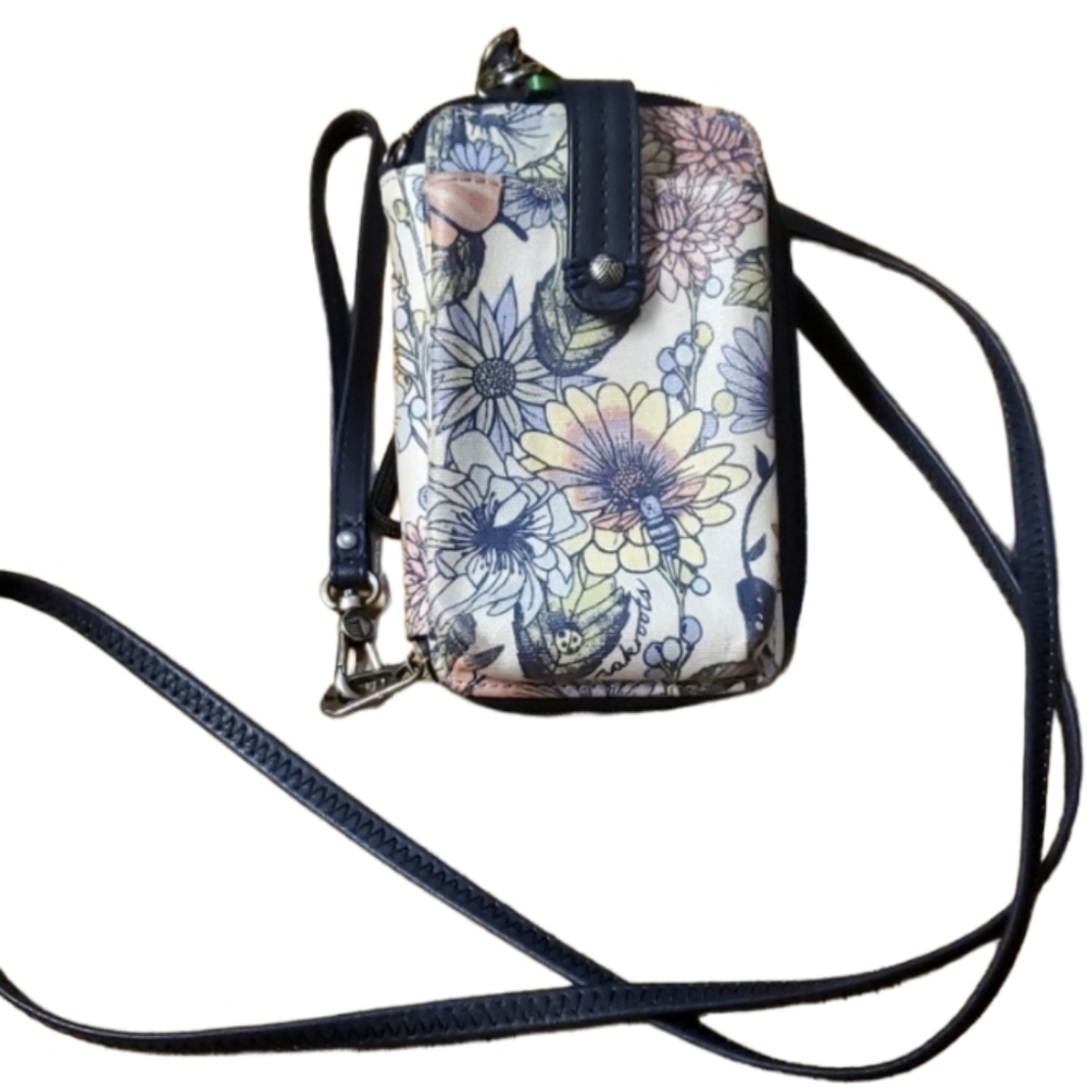 Sakroots Artist Circle Small Smartphone & Wristlet Floral Insect Crossbody Purse